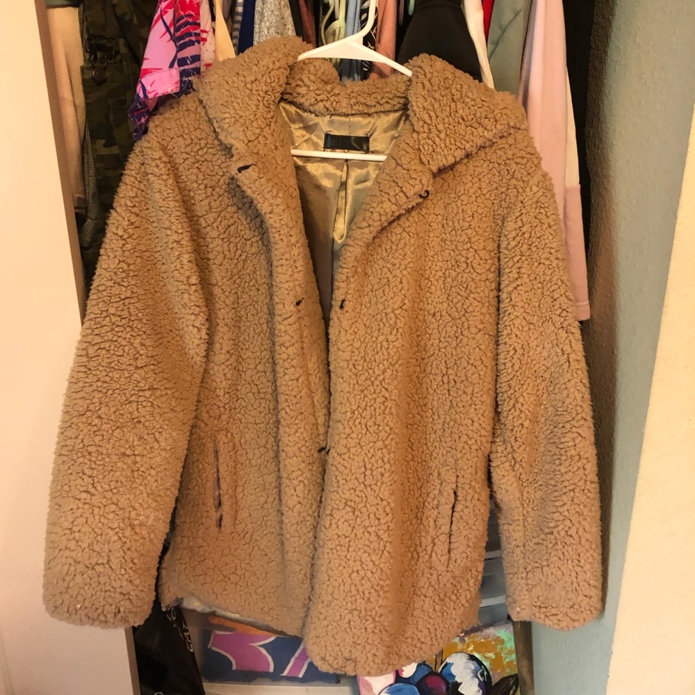 Hooded teddy jacket